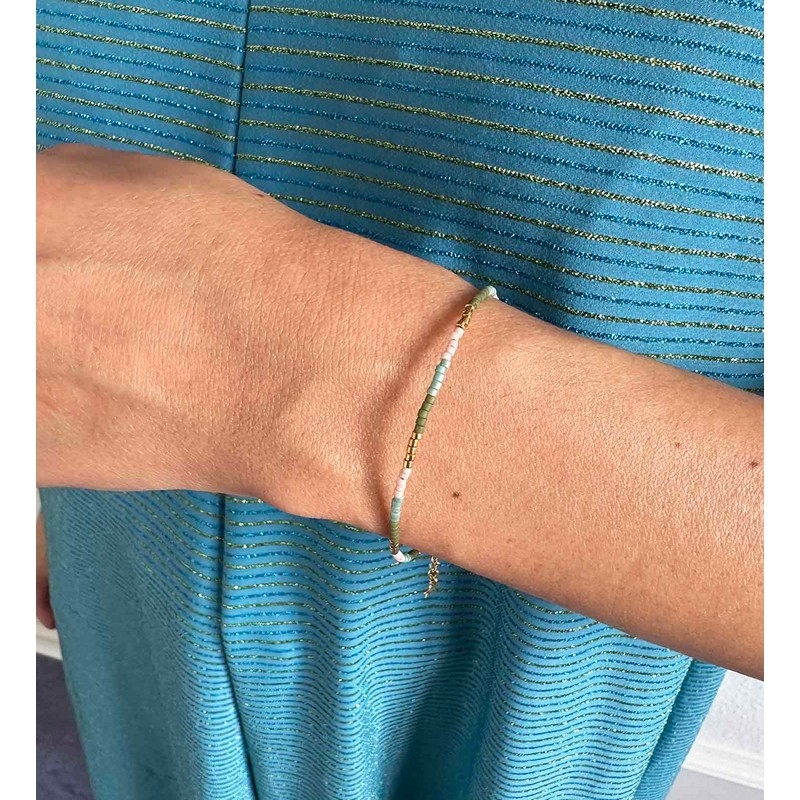 Nuni Kira Dusty Green armbånd i forgyldt sølv